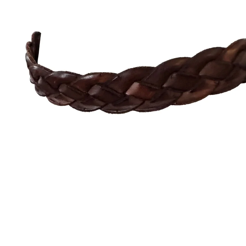 Leather Island Vintage thick Braided Leather Belt‎ Dark Brown Bill Lavin size 38